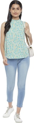 PEOPLE Casual Printed Women Blue Top