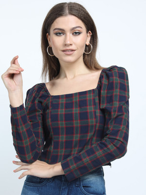 Tokyo Talkies Casual Checkered Women Multicolor Top
