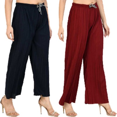 Annectant Relaxed Women Dark Blue, Maroon Trousers