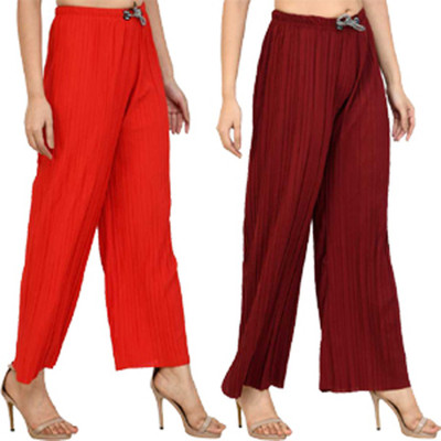 Annectant Relaxed Women Red, Maroon Trousers