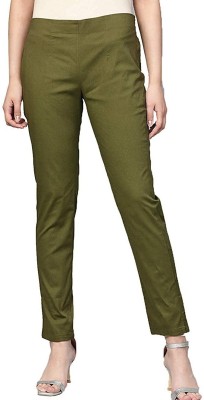 Kanna Fabric Regular Fit Women Green Trousers