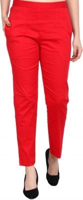 Kanna Fabric Regular Fit Women Red Trousers