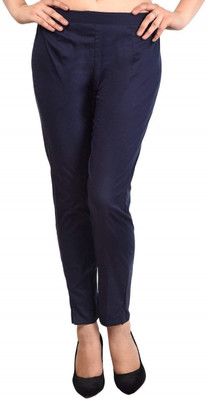 Kanna Fabric Regular Fit Women Dark Blue Trousers