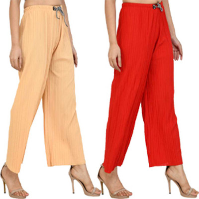 Annectant Relaxed Women Red, Brown Trousers