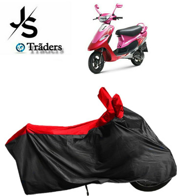 JSTraders Two Wheeler Cover for TVS(Pep Plus, Black, Red)
