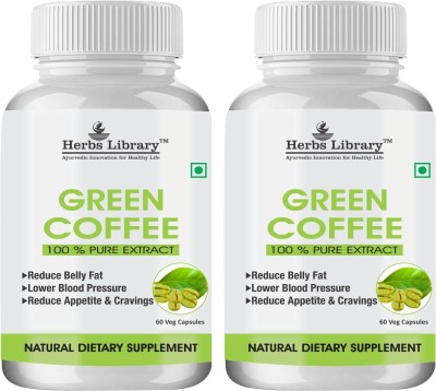 Herbs Library Green Coffee Bean Extract 800mg for Weight Loss pack of 2(2 x 60 No)