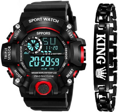 KAPISHWAR CREATION Black round dial and king bracelet g shok digital Watch for men Combo 2 Black round dial and king bracelet g shok digital Watch for men Combo 2 Digital Watch  - For Men