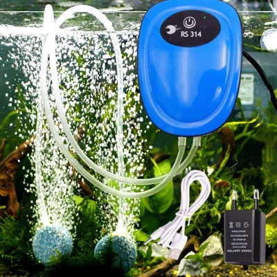 Despacito Aquarium Air Pump Silent for Tank 2Way Rechargeable AC/DC Air Pump with USB Plug Air Aquarium Pump(200 cm)