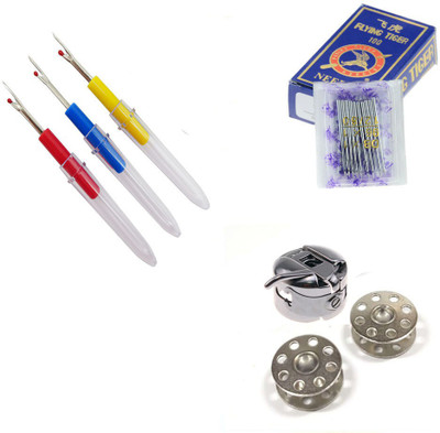 Crafts Haveli 3 Items Combo : 3 Seam Ripper, 1 Case 2 Bobbin, Machine Needle