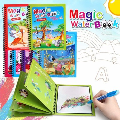 VARNIRAJ IMPORT & EXPORT Reusable Magic Water Book for Painting Children's Cartoon Images with Water Pen