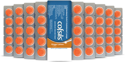 Cipla Cofsils Lozenges | Quick Relief from Sore Itchy ,Scratchy Throat | Ginger Lemon Tablets(10 x 10)