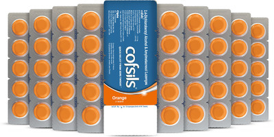 Cipla Cofsils Lozenges | Quick Relief from Sore Itchy ,Scratchy Throat | Orange Tablets(10 x 10)