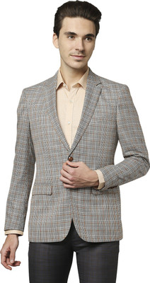 Raymond Checkered Single Breasted Formal Men Blazer(Beige)
