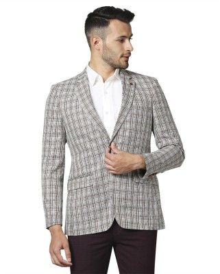 Raymond Checkered Single Breasted Formal Men Blazer(Blue)