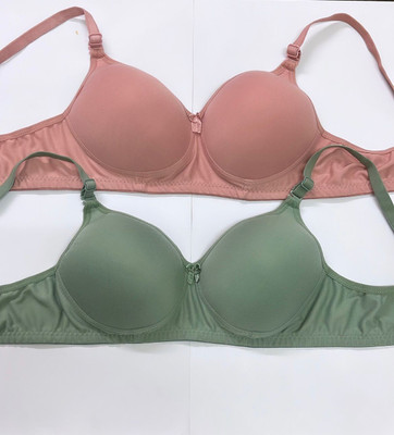 sashu Women T-Shirt Lightly Padded Bra(Green, Pink)