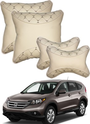 PEEPS STORE Beige Leatherite Car Pillow Cushion for Honda(Contemporary, Pack of 4)