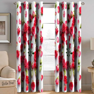 BELLA TRUE 213 cm (7 ft) Polyester Semi Transparent Door Curtain (Pack Of 2)(Printed, Multicolor)