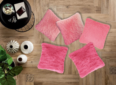 PICKKART Microfibre Solid Cushion Pack of 5(Pink)