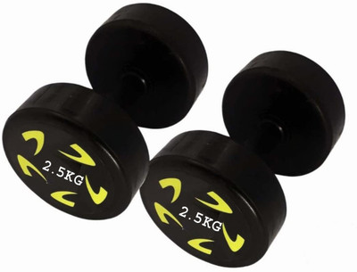 LCARNO 2.5KG X 2 Pcs Exclusive Quality Rubber Dumbbell Fixed Weight Dumbbell(5 kg)