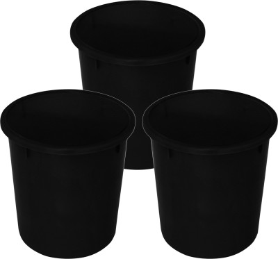 KUBER INDUSTRIES Plastic Open Plastic Dustbin Without Lid, 5Ltr.- Pack of 3 (Black) Plastic Dustbin(Black, Pack of 3)