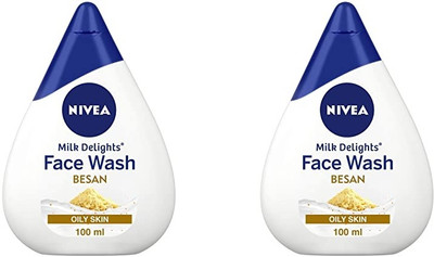 NIVEA MILK DELIGHT OILY SKIN CLEANSES BESAN FACE WASH 100 ML X 2 Face Wash (200 ml)