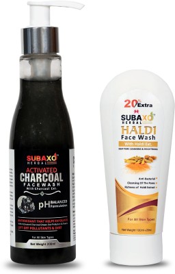 Subaxo HERBAL ACTIVATED CHARCOAL FACE WASH 200 ML AND HERBAL HALDI FACE WASH 120 ML Face Wash(200 ml)