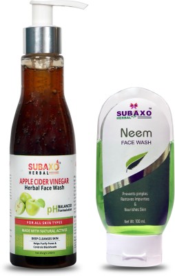 Subaxo HERBAL APPLE CIDER VINEGAR FACE WASH 200 ML AND HERBAL NEEM FACE WASH 100 ML PACK OF TWO , TOTAL 300 ML Face Wash(300 ml)