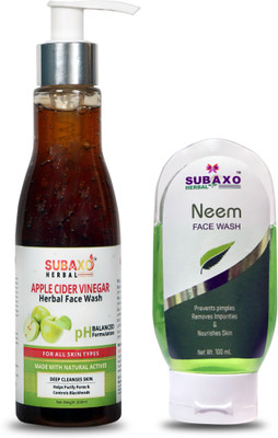 Subaxo HERBAL APPLE CIDER VINEGAR FACE WASH 200 ML AND HERBAL NEEM FACE WASH 100 ML PACK OF TWO , TOTAL 300 ML Face Wash(300 ml)