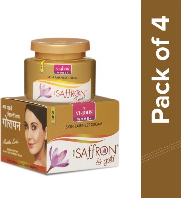 VI-JOHN Saffron & Gold Fairness Cream for Women, 50 g (Pack Of 4)(200 g)