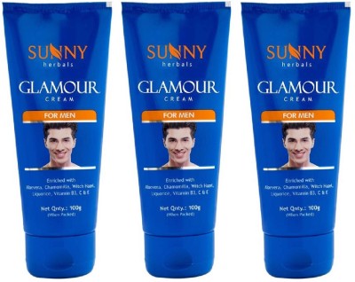 Sunny Herbals Glamour Cream For Men 9Enriched with Aloevera, Vitamin B3, C & E) Pack of 3(300 g)
