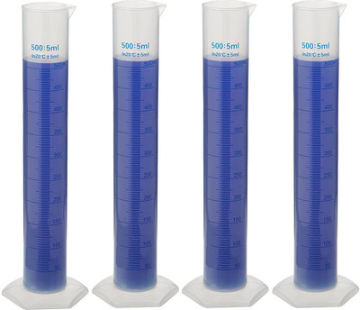 Spylx Plastic Measuring Cylinder 500ml, Pack of 4 Plastic Graduated Cylinder(500 ml)