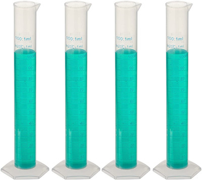 Spylx Plastic Measuring Cylinder 100ml, Pack of 4 Plastic Graduated Cylinder(100 ml)