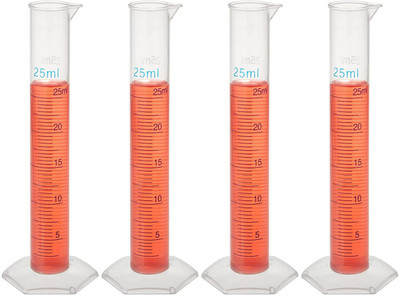 Spylx Plastic Measuring Cylinder 25ml, Pack of 4 Plastic Graduated Cylinder(25 ml)
