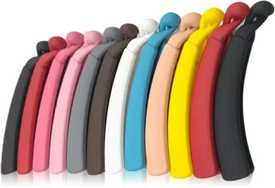 Myra Collection Banana clips Thick Curved Matte Multi-color, medium size Pack of 12 Banana Clip(Multicolor)