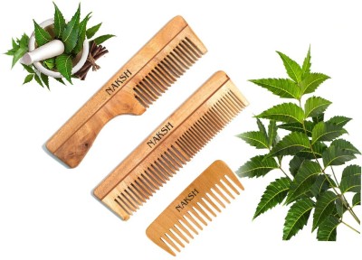 NAKSH Herbal Organic Handmade Neem Wood Broad Tooth Anti-Dandruff Comb For Men And Women