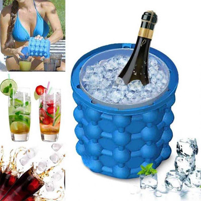 Manan Decor 1 L Silicone ICE-CUBE-MAKER Ice Bucket (Multicolor) Ice Bucket(Blue)