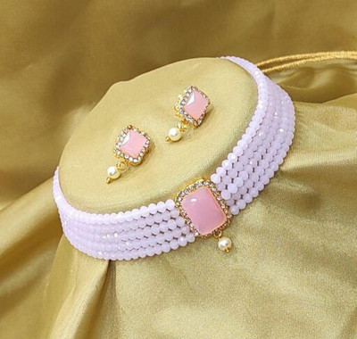 Padmavati Bangles Alloy Gold-plated Pink Jewellery Set(Pack of 1)