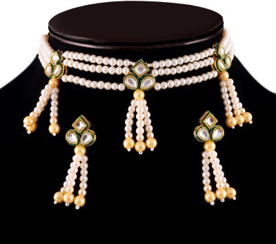 DAYAL GEMS Brass Gold-plated Beige Jewellery Set(Pack of 1)