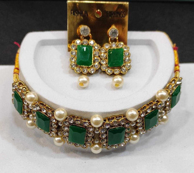 CATALYST Alloy Gold-plated Green Jewellery Set(Pack of 1)