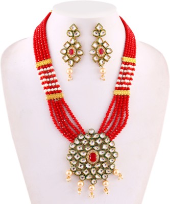 DAYAL GEMS Brass Gold-plated Red Jewellery Set(Pack of 1)