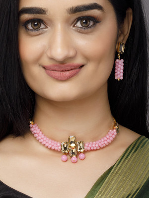 RUBANS Alloy Gold, Pink Jewellery Set(Pack of 1)