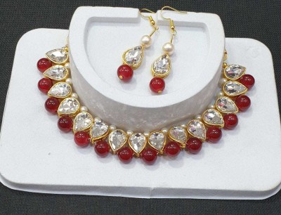 CATALYST Alloy Gold-plated Maroon Jewellery Set(Pack of 1)