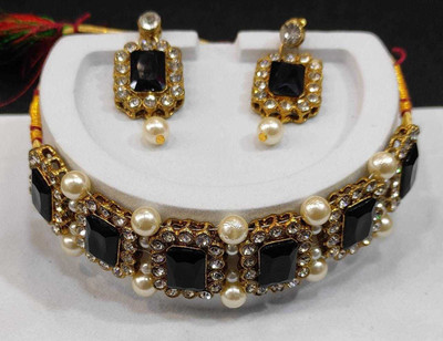 CATALYST Alloy Gold-plated Black Jewellery Set(Pack of 1)