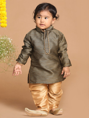 VASTRAMAY SISHU Boys Festive & Party, Wedding Kurta and Pyjama Set(Black Pack of 1)