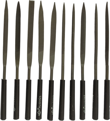 DUMDAAR 10pc Multi Shape Black Hugong Needle File set for wood metal sharping Knife Sharpening Steel(Carbon Steel)