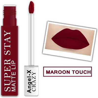 AngelX Crazy Super Stay Matte Effect Longlasting Liquid Lipstick(Maroon touch, 5 ml)