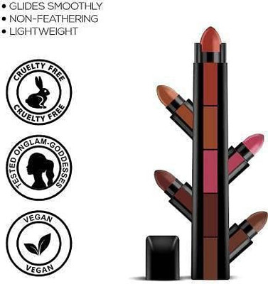 Aylily 5 in 1 Long Lasting High Pigments Matte Ultra Glow Lipstick(multi- color, 7 g)
