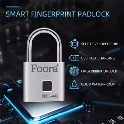 Foora BIO-46 SMART LOCK WITH 10 USER FINGERPRINT 2 YEAR STANDBY Electronic Lock(Silver)