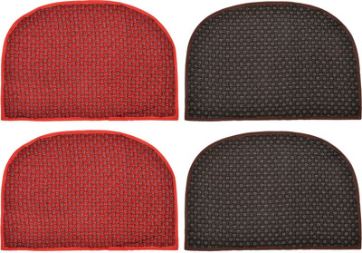 KUBER INDUSTRIES Rubber Door Mat(Brown & Red, Free, Pack of 4)