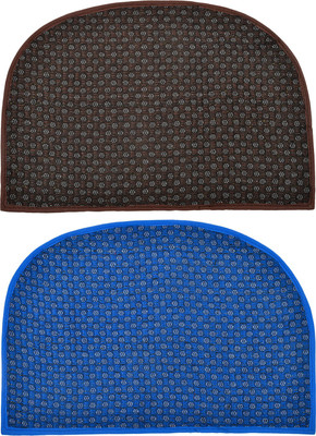 KUBER INDUSTRIES Rubber Door Mat(Blue & Brown, Free, Pack of 2)